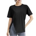 thumbnail image 4 of tarylea Workout Tops for Women Short Sleeve Crew Neck Slit Hem T-Shirt Casual Loose Comfy Summer Yoga Athletic Tops, 4 of 6