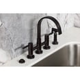 thumbnail image 4 of Kingston Brass KS8265DKLBS Kaiser Two-Handle 4-Hole Deck Mount Bridge Kitchen Faucet with Brass Side Sprayer in Oil Rubbed Bronze, 4 of 8