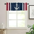 thumbnail image 3 of Nautical Valances, Nautical Anchor Red White Stripes Navy Blue Rod Pocket Cafe Valance Short Window Curtains Valances for Kitchen, Bedroom, Living Room, 1 Panel, 54''''X18'''', 3 of 5