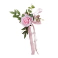 thumbnail image 1 of Respaldo de silla con flores, hojas y cintas para banco o boda Rosado, 1 of 3
