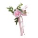 thumbnail image 1 of Adorno floral para el respaldo de la silla del pasillo con cintas, rosa artificial, adorno floral para el banco del pasillo. Rosado, 1 of 3