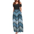 thumbnail image 1 of SMihono Robe Maxi Bohème d'Été pour Femmes Grande Taille Mode Décontractée Manches Courtes Épaules Dénudées Imprimé Col Rond Robe de Plage, 1 of 4