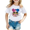 thumbnail image 2 of Girl's Graphic Tees Crew Neck Short Sleeve Cute Summer Tops Multicolor Print T Shirts White,5-6 Years, 2 of 5