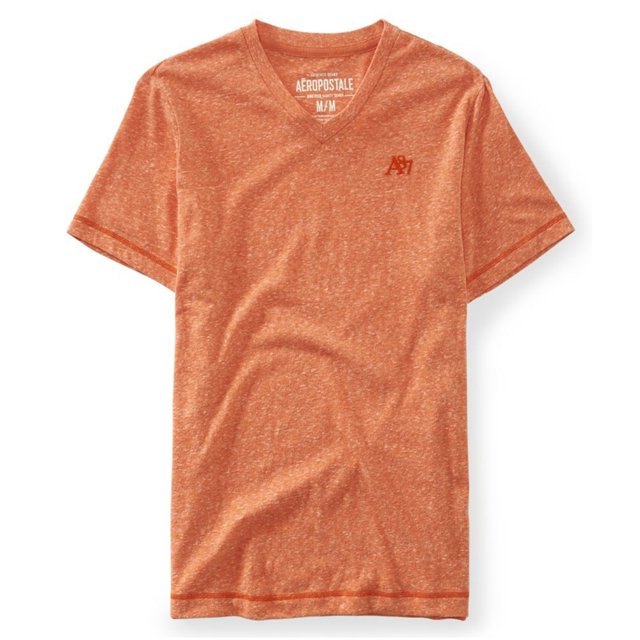 Aeropostale A87 - Camiseta adornada con cuello en V para hombre, naranja, extragrande Aeropostale Camiseta adornada