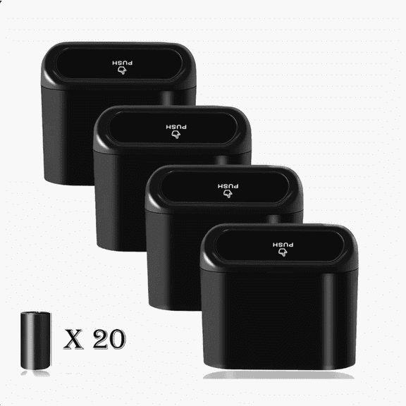 4-Piece Mini Leakproof Car Trash Can Set with Lid & 20 Trash Bags, Universal Vehicle Organizer for Front & Back Seats
