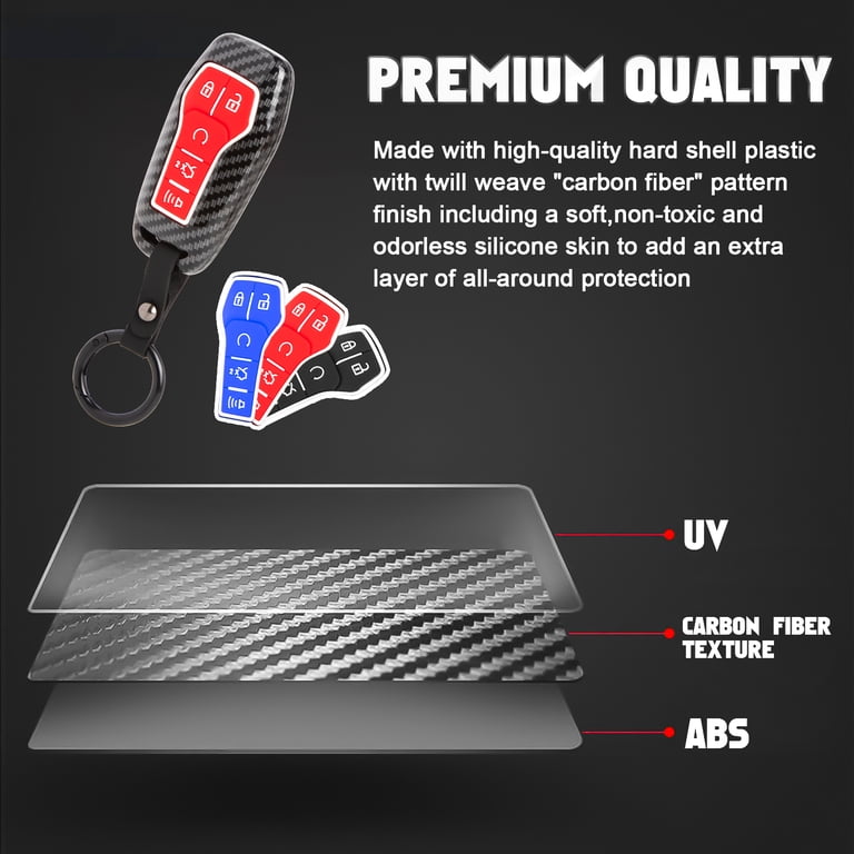 Carbon Fiber Key Fob Cover For 5 Button Remote TANGSEN Smart Key