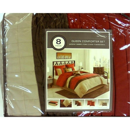 Kathryn 8 Piece Comforter Set Queen Red Tan Brown