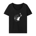 thumbnail image 1 of Camiseta para mujer de verano con estilo y cuello redondo para ir de compras, vacaciones, senderismo, vacaciones M, 1 of 7