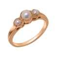 thumbnail image 1 of LBG British Made 14k Rose Gold Cultured Pearl Womens Promise Ring - 33 size options - Size 9.5, 1 of 7