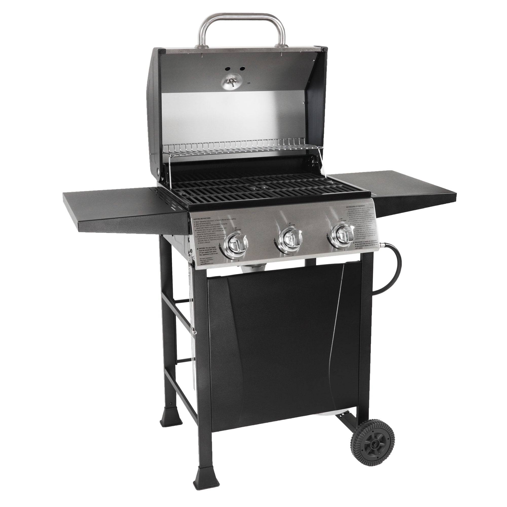 Grill Boss GBC1932M 3 Burner Gas Grill with Top Cover and Side Shelves