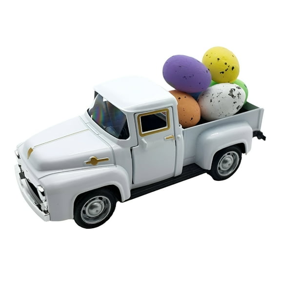 LAMIRO Easter Truck with Eggs Vintage Metal Pickup Decor Easter Decorations Valentine Truck Decor Metal Mini Truck Farmhouse Easter Truck with Eggs Easter Truck Truck with Eggs