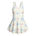 thumbnail image 4 of Xixirimido Rabbit Floral Grids Print Girls One Piece Swimsuits with Skirt Sleeveless Swim Dress Modest Skirted Swimwear with Built-in Shorts UPF 50+ Bathing Suit, 8-9 Years, 4 of 7