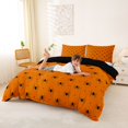 thumbnail image 3 of Homewish Simple Halloween Spider Bedding,Tiny Bug Print Duvet Cover Full,Orange Black,Black Reversible,3 Pieces,1 Duvet Cover and 2 Pillowcases, 3 of 6
