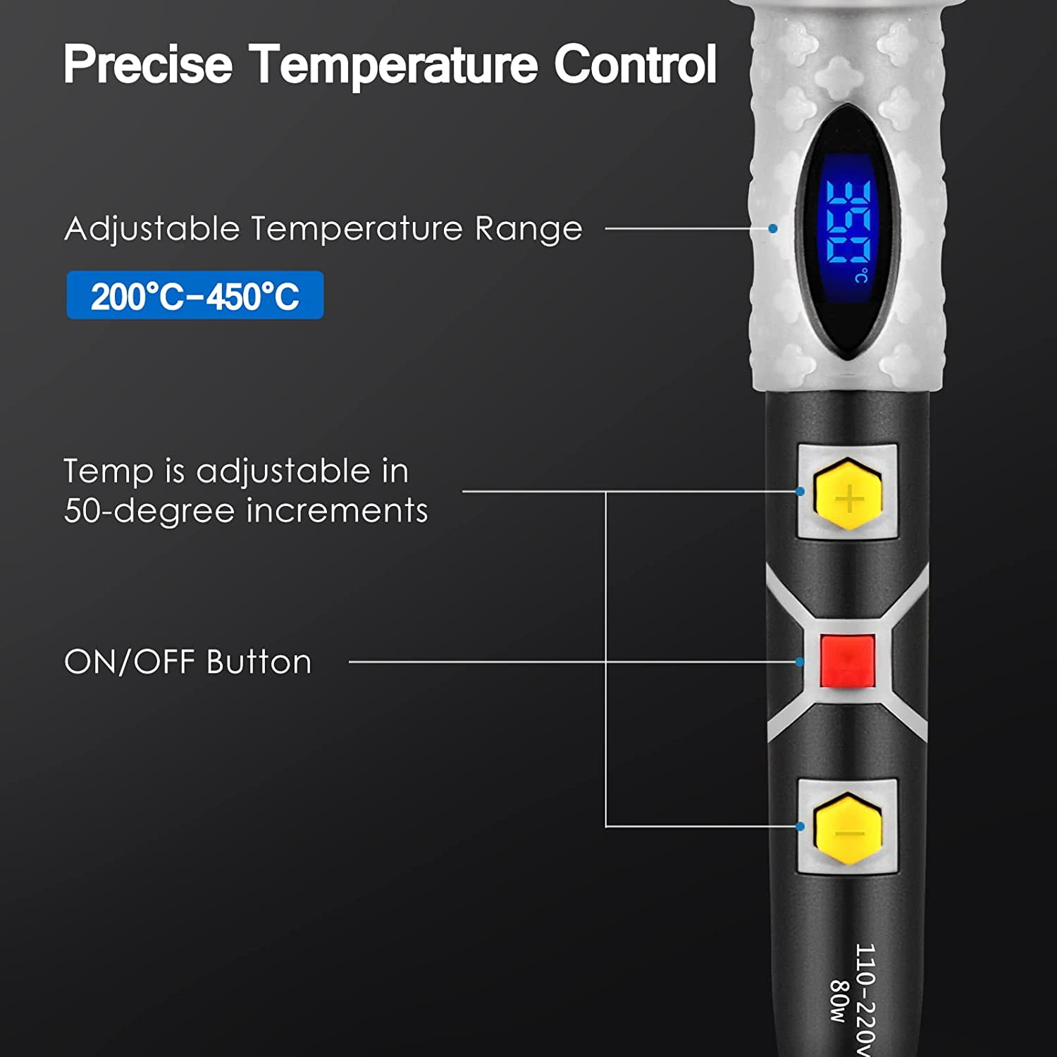 Adjustable Temperature Digital Electric Soldering Iron, 80W Welding Solder Rework Station Heat Pencil Tips Repair Tool,Welding tools