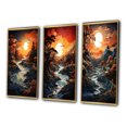 thumbnail image 3 of Designart "Moonlit Serenity Papercut Sunset II" Landscape & Nature Framed Wall Art Set Of 3 - Yellow Sunset Frame Gallery Wall Set For Home Decor, 3 of 6