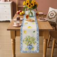 thumbnail image 2 of Summer Lemons Table Runner 72 Inches, Farmhouse Fruit Blue Geometric Beige Linen Bed Runner Dresser Scarves Tabletop for Indoor Outdoor Parties/Ceremony/Banquet, 18" x 72", 2 of 9