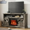 thumbnail image 2 of ChaoLink Farmhouse Electric Fireplace TV Stand w- 23in Electric Fireplace and Remote Control, Large Entertainment Center with Sliding Barn Door & Storage Shelves 1400WGray, 2 of 7