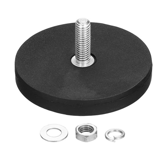 1.7" Dia Rubber Coated Magnets, 19LBS Magnet Base with M5 Male Threaded Studs and Nut