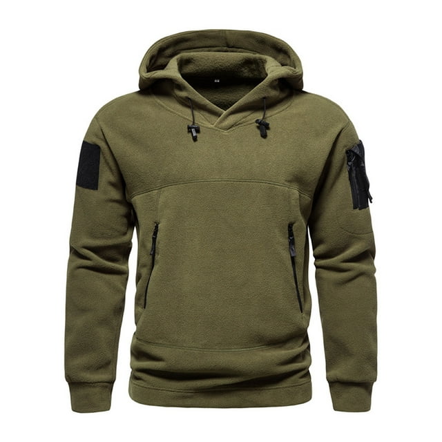 CVLIFE Chandail en Molleton Homme Manches Longues Chandails en Molleton à Capuche Chandails à Capuchon Chaud Couleur Unie Chandail Sport Vert Armée 3TG