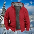 thumbnail image 5 of Leesechin Mens Winter Coats Outerwear Long Sleeved Cardigan Pockets Warm Plush Hooded Jacket Fleece Sweater Coat, 5 of 5