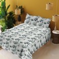thumbnail image 2 of Ambesonne Floral Fitted & Flat Sheet with Shams 4 Pcs Set, Summer Flowering Exotics Art, Calking, Laurel Green and Pale Grey, 2 of 5