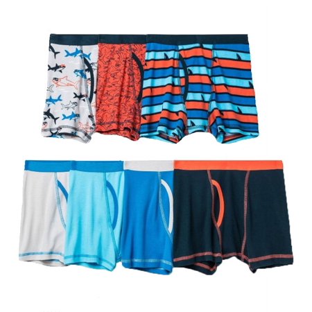 Boy s Shark/Solids 7 Pack Boxer Briefs - X-Small 4/5