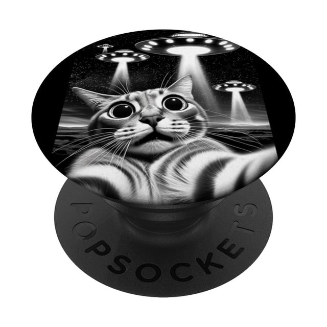 Empuñadura para teléfono Cat UFO PopSocket de Cat Selfie The OG