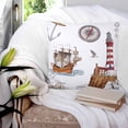 thumbnail image 3 of 26x26 Pillow Covers Set of 2, Nautical Lighthouses Throw Pillow Covers Decorative Couch Cushion Case, Ocean Ship Anchors Seashells Birds Microfiber Square Pillowcases for Bedroom Car Living Room, 3 of 7