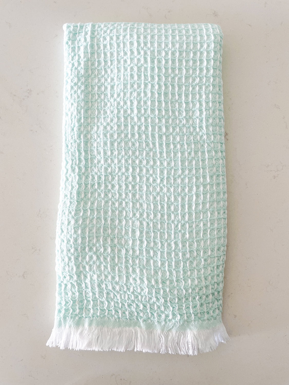 2 Tone Turkish Cotton Waffle Bath Towel Sky Blue