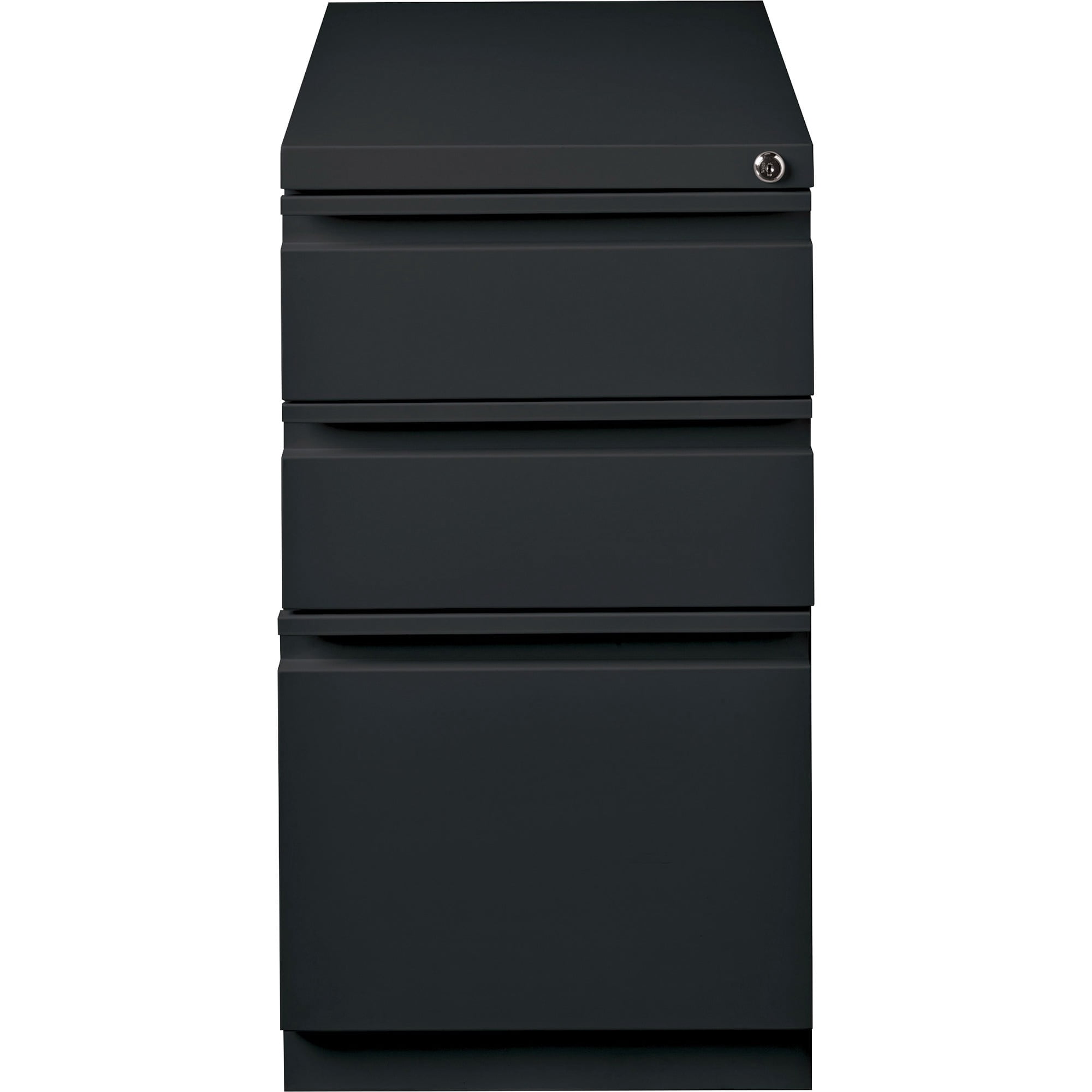 Lorell Mobile File Pedestal - 15" X 20" X 27.8" - Letter - Ball-bearing Suspension, Recessed Handle, Security Lock - Black - Steel - Recycled
