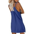 thumbnail image 4 of Athletic Dress Womens Sresses Summer Sleeveless Spaghetti Straps Simple Solid Color dress with shorts underneath womens athletic dress Summer Dresses 01-Blue M, 4 of 5