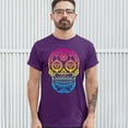 thumbnail image 3 of Tee Hunt Sugar Skull Calavera Diamond Eyes T-Shirt Day of The Dead Men's Novelty Shirt, Purple, Medium, 3 of 5