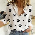 thumbnail image 1 of Printed Blouses Tops Elegant Style Ladies Casual Blouses V Neck Office Work Suit, 1 of 9