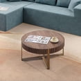 thumbnail image 3 of Φ27.5'' Nesting Coffee Table with Marble Grain Table Top for Living Room, Modern Round White Coffee Table Set of 2, Luxury Accent Side Table End Table for Apartment, White&Gold, 3 of 17