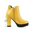 thumbnail image 5 of BLISSFUL STEP Women's Chelsea Boots Platform Block Cleated Sole Heel Yellow 7.5, 5 of 7