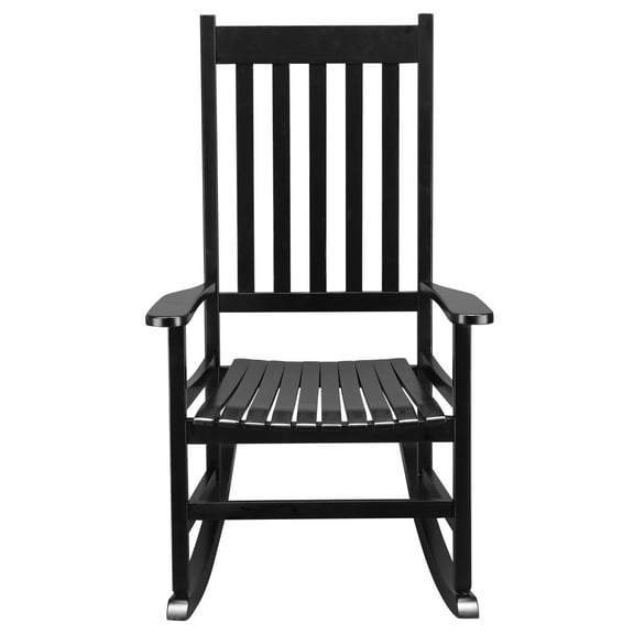 Zimtown Wooden Patio Rocking Chair with Comfortable Backrest, Weatherproof Patio Rocker for Patio Garden Yard Balcony Poolside, Black