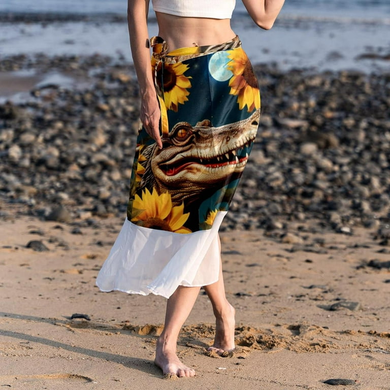 Sunflower Stylish Chiffon Beach Dress with Polyester Straps