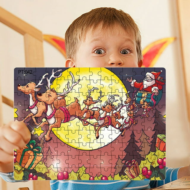 Puzzle Thickened Paper Santa 126 Of Puzzle For Children To Assemble Hunger Hippo Game Extra Large for Toddlers Computer for Toddlers 4 Years Old Building for Kids Ages 2 Giggle Wiggle Doll Board Games