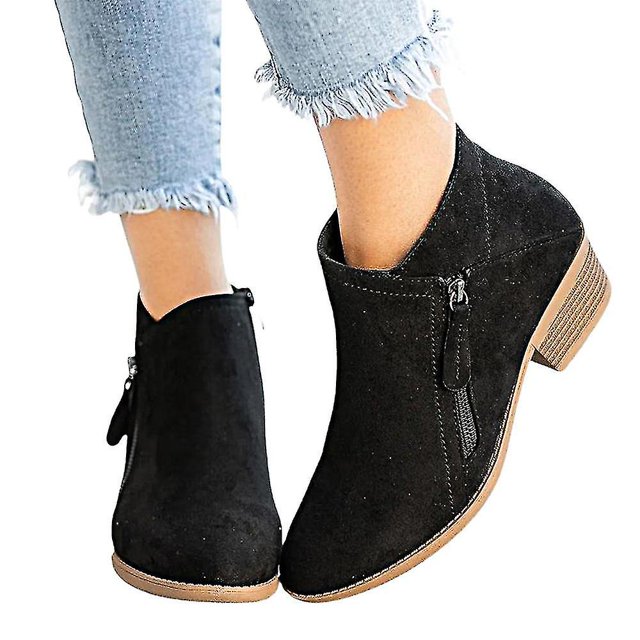 Bottines Chelsea à Talon Bloc pour Femmes avec Fermeture Éclair