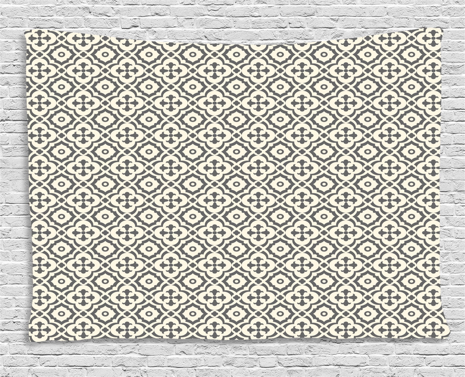 Quatrefoil Tapestry Edwardian Style Vintage Tessellation Pattern In Plain Colors Rich Floral Motifs Wall Hanging For Bedroom Living Room Dorm Decor 60w X 40l Inches Taupe Beige By Ambesonne Walmart Com