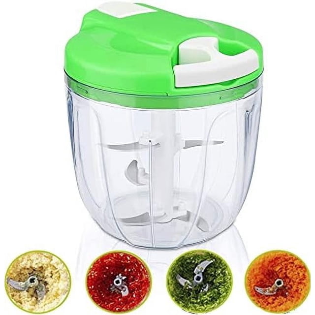 Effortless Vegetable Processor, Multi-function Kitchen Tool Stainless Steel Blades For Safe Grind Chop Mix Beat, Ideal For Kitchens Vans Campers Travel Camping (4 Removable Parts)