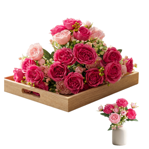 4 Packs Pink Peonies Artificial Flowers (11.8"), Silk Floral Centerpieces for Tables & Wedding Decor