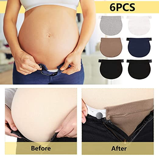 6 Pieces Maternity Pregnancy Tight Pants Waist Extender Pregnant Removable  Removable Extenders Maternity Women Trousers Dress Waistband Belt Button