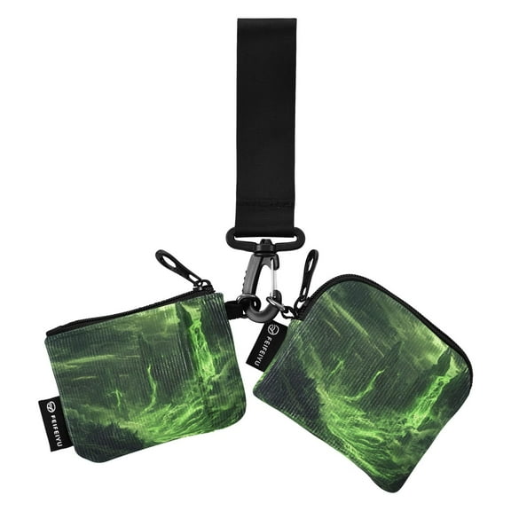 Portable Coin Purse Two 4.13x4.13 Iinches 4.13x3.5 Inches Wrist Coin Purse Keys Coin Purse Portable Women's Purse Green River Picture