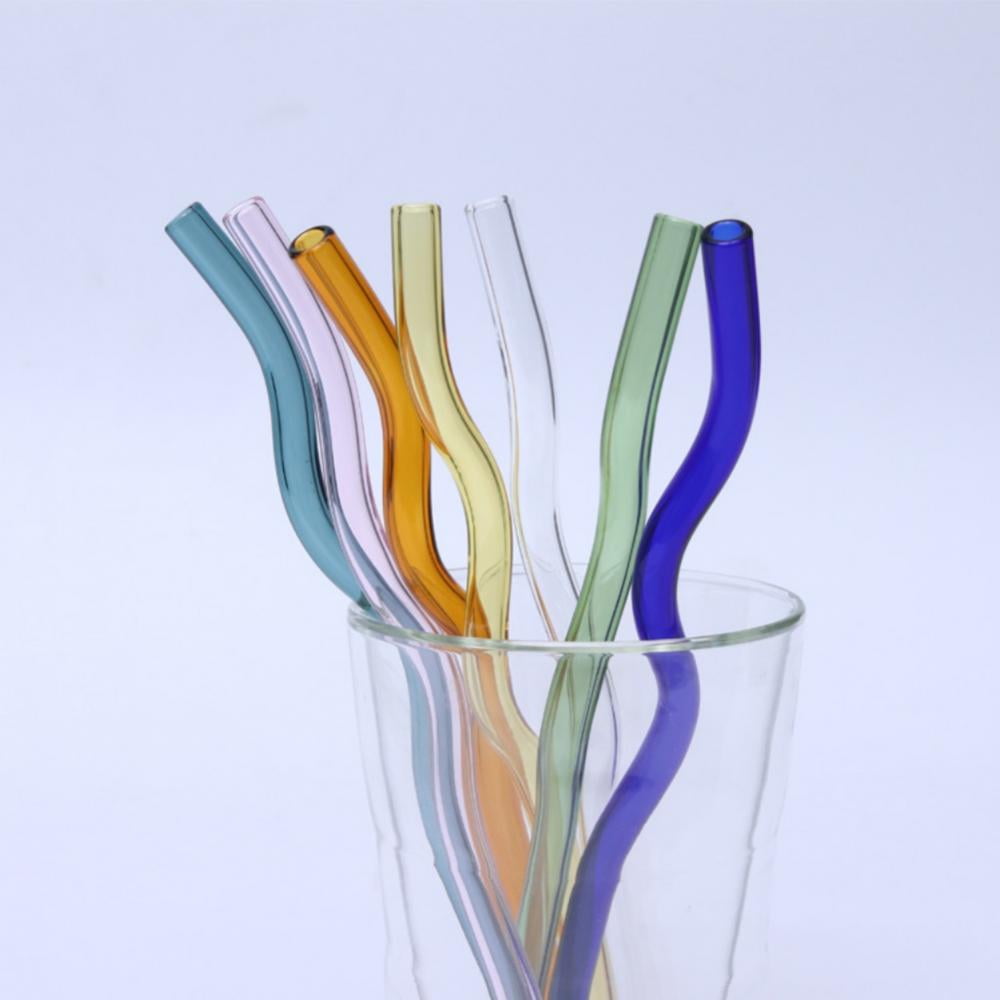 B Portable Drinking Straws,1pcs Reusable Elbow Glass Straws for Smoothie Drinking Milkshakes Frozen Drinks 