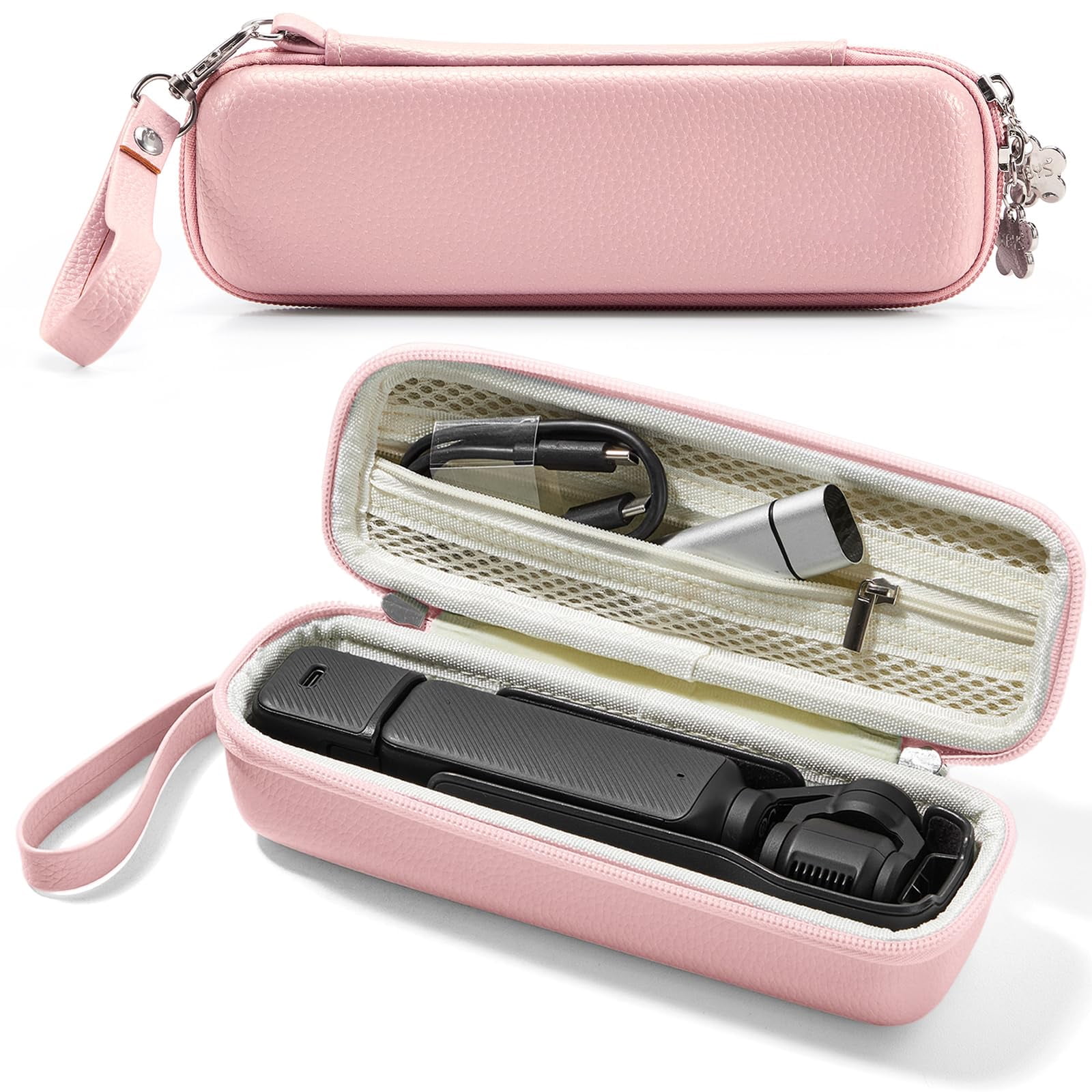 Hard Carrying Case for DJI Osmo Pocket 3 & Accessories, Small, Fits DJI Osmo Pocket 4 and Xtra Muse Camera, Protective Storage Bag with Wrist Strap and Zippered Mesh Pocket-Pink