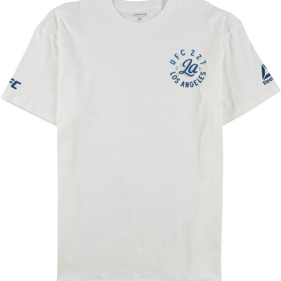 Reebok Mens UFC 227 Los Angeles Graphic T-Shirt, White, XX-Large