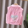 thumbnail image 5 of Girls Classic Blue Jean Vest Embroidered Little Bear Bow Toddler Outerwear Casual Cute Coat, 5 of 7