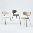 thumbnail image 5 of GrandNoor Modern Boucle Dining Chairs Set of 2,Faux Leather Kitchen & Dining Room Chairs,Curved Backrest Upholstered Dining Chairs with Metal Legs, White, 5 of 16
