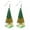 #07, variant on Mardi Gras Glitter Leather Earrings 3 Layer Feather St. Patrick's Day Earrings